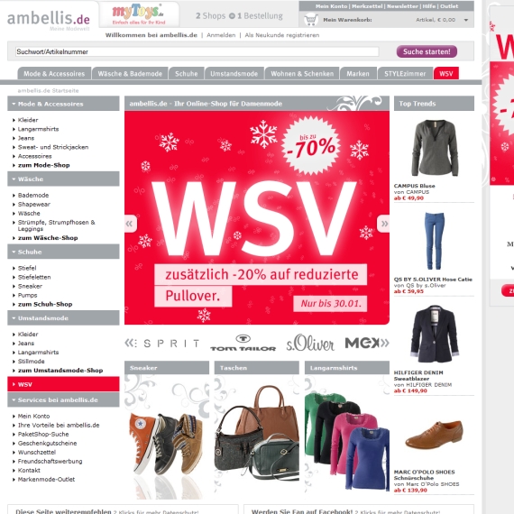Die Webseite vom Ambellis.de Shop