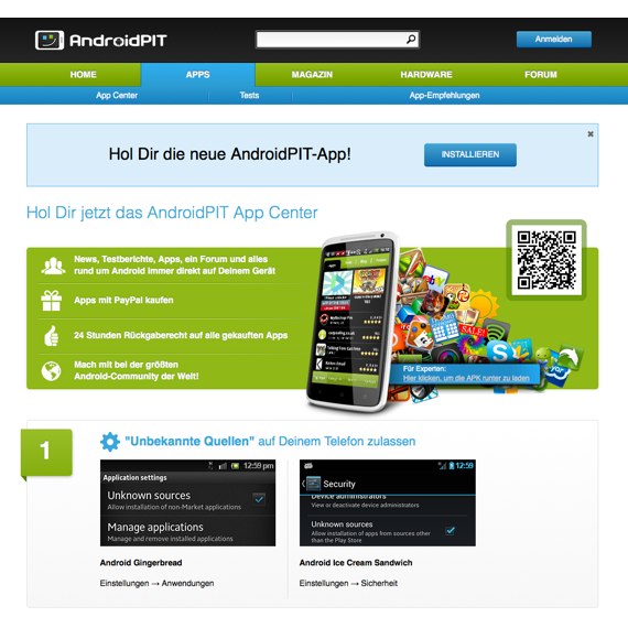 Die Webseite vom Androidpit.de Shop