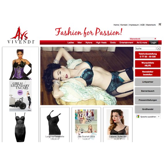 Die Webseite vom Ars-Vivendi.de Shop