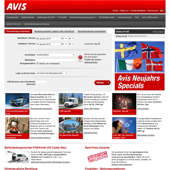 Die Webseite vom Avis.de Shop