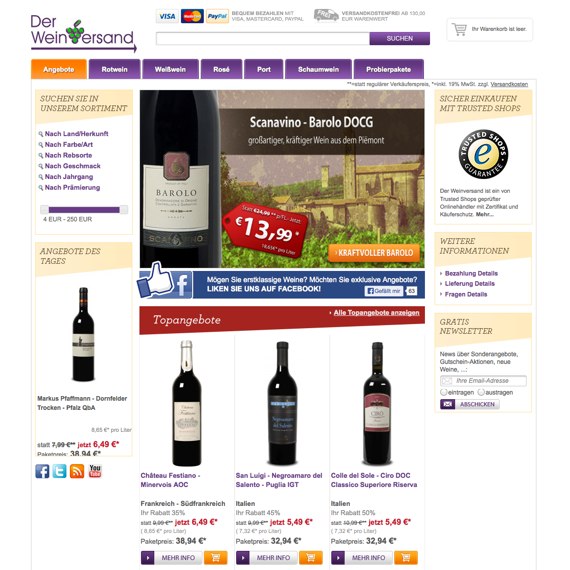 Die Webseite vom Der-Weinversand.de Shop