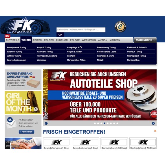 Die Webseite vom FK-Shop.de Shop