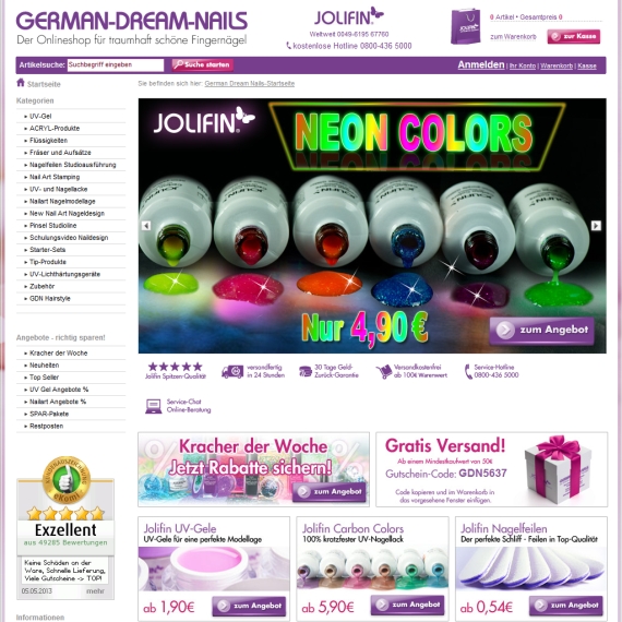 Die Webseite vom German-Dream-Nails.com Shop