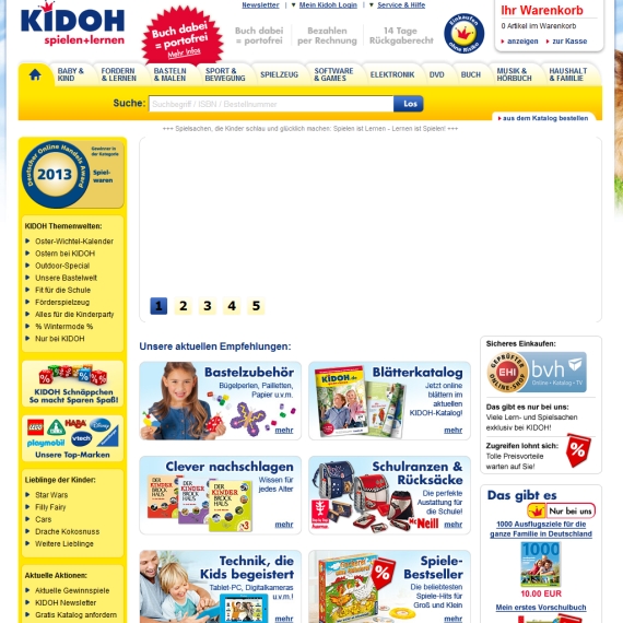 Die Webseite vom Kidoh.de Shop