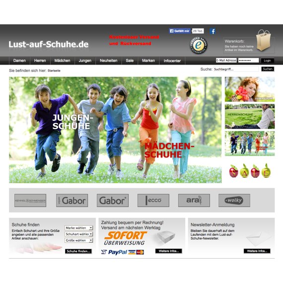 Die Webseite vom Lust-auf-Schuhe.de Shop