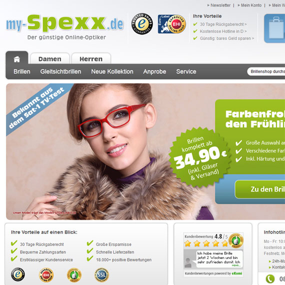 Die Webseite vom My-Spexx.de Shop
