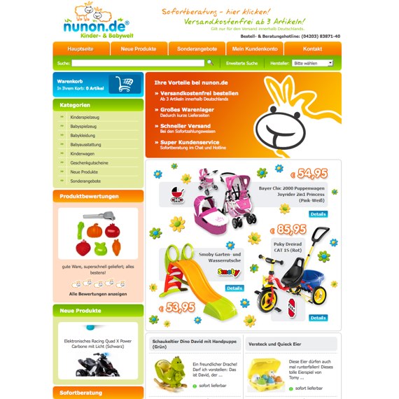 Die Webseite vom Nunon.de Shop