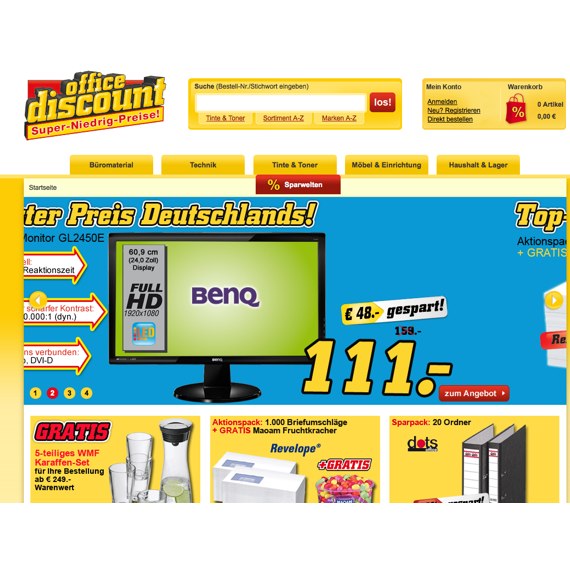 Die Webseite vom Office-Discount.de Shop