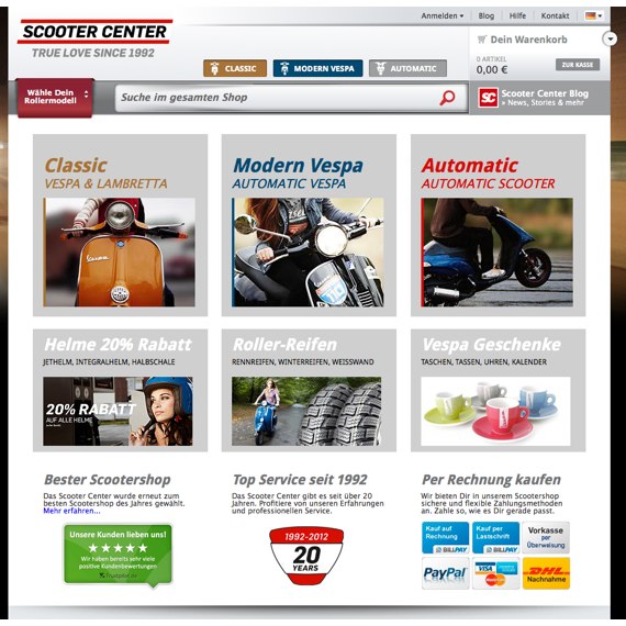 Die Webseite vom Scooter-Center.com Shop