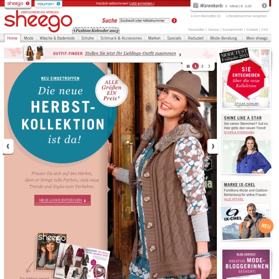 Die Webseite vom Sheego.de Shop