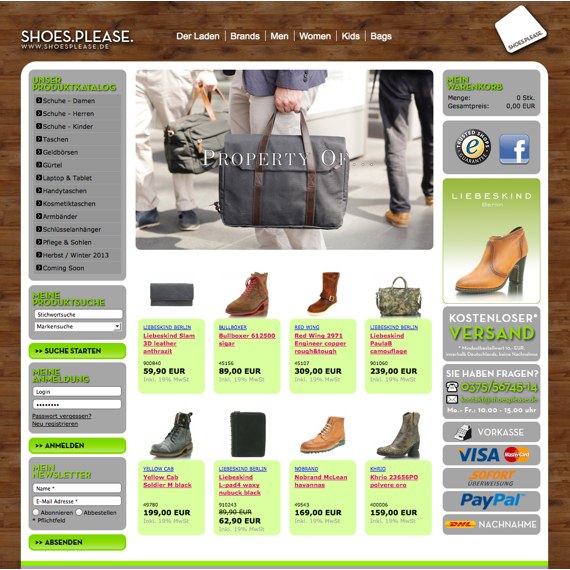 Die Webseite vom ShoesPlease.de Shop