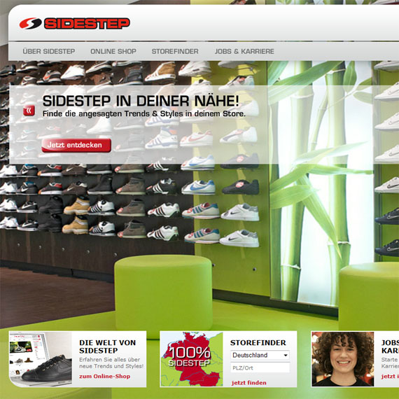 Die Webseite vom Sidestep-Sneakers.com Shop
