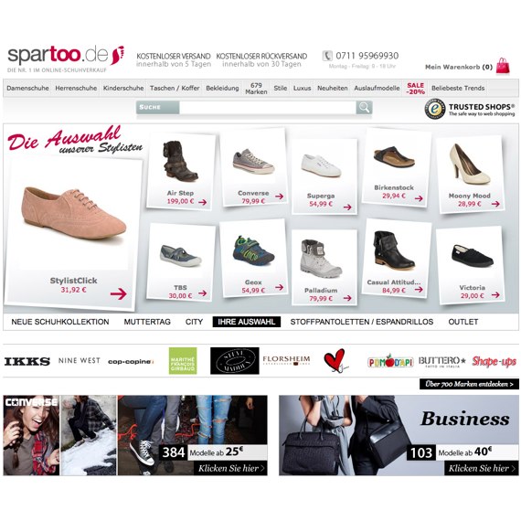 Die Webseite vom Spartoo.de Shop