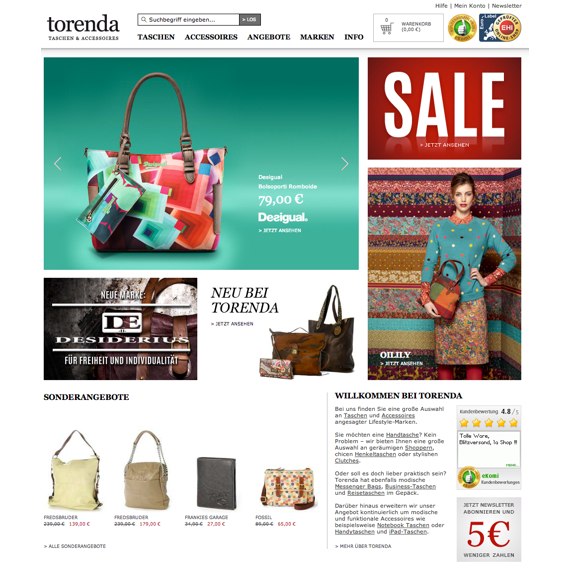 Die Webseite vom Torenda.de Shop