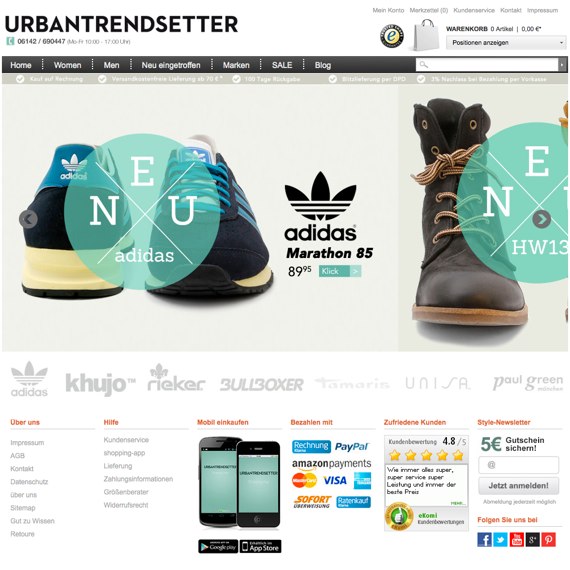 Die Webseite vom UrbanTrendsetter.de Shop