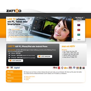 Ansicht vom Zattoo.com Shop