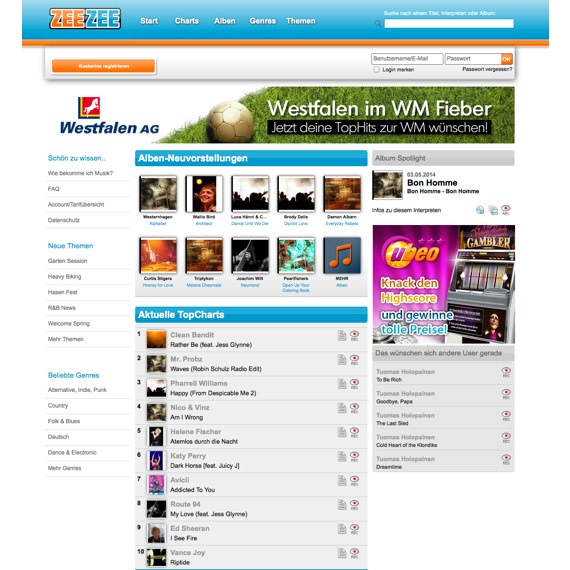 Die Webseite vom ZEEZEE.de Shop